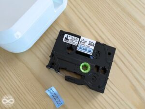 P-TOUCH CUBEで作った布用の名前ラベル