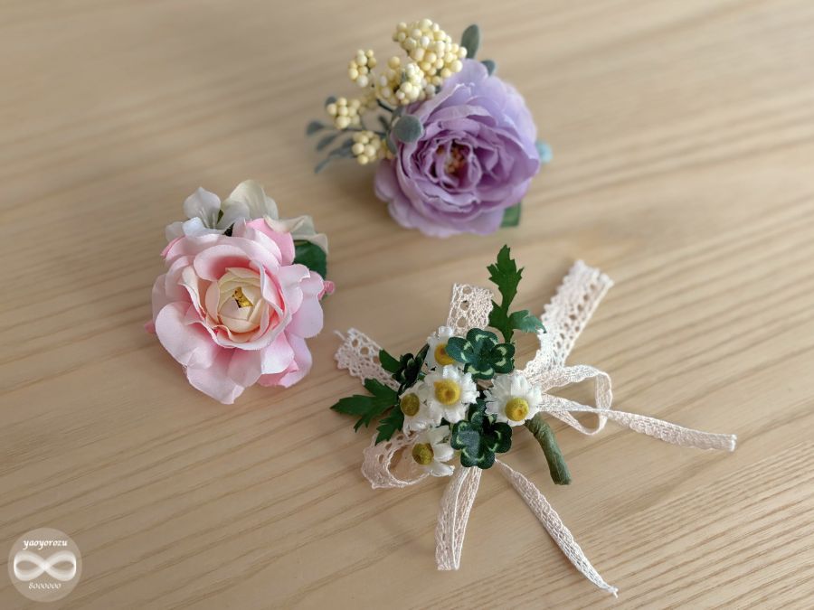 ダイソー100円スワッグで手作りしたコサージュ